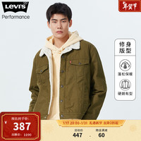 Levi's李维斯同款牛仔夹克仿羊羔绒休闲外套复古潮流保暖 绿色 XS