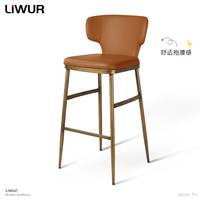 LiwurMobel 设计感吧台椅轻奢家用高脚凳靠背椅子简约欧式设计师款休闲岛台 棕色 坐高75cm