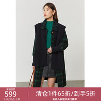 独束大码女装圣诞节氛围感毛呢大衣+披肩冬季微胖mm保暖外套 绿格子 M