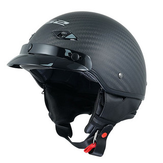 LS2复古半盔摩托车头盔男女电动机车夏季半覆式四季踏板OF568 碳纤款-哑黑（送帽檐+风镜） 2XL（59-60头围）
