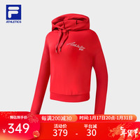 FILA斐乐女装连帽卫衣宽松简约运动针织上衣女装 RD红-RD 160/80A/S