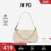 JW PEI 女士单肩法棍包 20402 象牙白鳄鱼纹/金色 中号