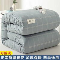 南极人（home）被子冬季棉被新疆棉花被芯+被套加厚单人宿舍春秋被四季1.5米被褥 条纹蓝【可拆洗新疆棉花被】 200X230cm【秋冬被约6斤】