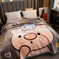 南极人(Nanjiren) 毛毯被子加厚冬天加绒双层拉舍尔盖毯冬季双人保暖宿舍毯子 DL猪快乐 200cmX230cm加厚款约7斤