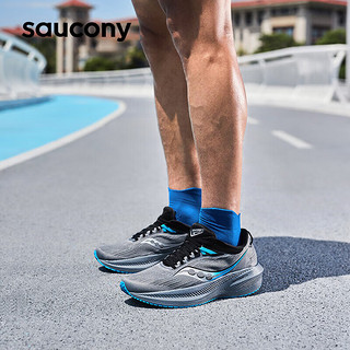 索康尼（SAUCONY）男鞋 2024春胜利21竞速跑鞋舒适透气运动鞋耐磨减震跑步鞋 胜利21/重磅来袭/灰黑 40 内长250mm