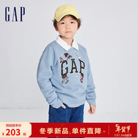 Gap【GAP x JEREMY VILLE联名】男女童同款抓绒卫衣854509 蓝色 120cm(XS)亚洲尺码
