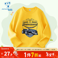 JEANSWEST 真维斯 童装2024春季 休闲百搭舒适155g纯棉圆领长袖卫衣T恤JU 黄2400 110cm