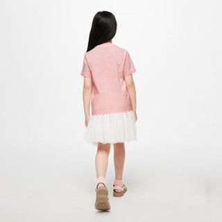 Gap 盖璞 女童春季2024LOGO卡通印花圆领纯棉T恤儿童装430239短袖 粉红色 140cm(M)亚洲尺码