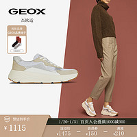 GEOX 杰欧适 女鞋2024年早春日常拼色系带舒适时尚休闲鞋D45UFB 白色/浅褐色C1ZH6 36