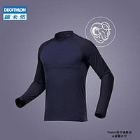 DECATHLON 迪卡侬 户外美利奴羊毛速干T恤男运动服滑雪登山长袖内衣ODSF11 藏青色(66%)棉羊毛 S