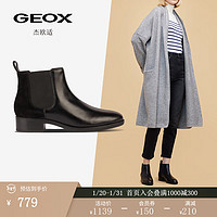 GEOX 杰欧适 女鞋冬时尚舒适圆头简约时装靴D36G1B 黑色C9999 36
