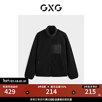 GXG 男装 仿羊羔毛拼接口袋保暖立领夹克外套 冬季 黑色 175/L