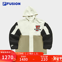 FILA FUSION斐乐潮牌男士梭织外套2024春季时尚拼色连帽上衣 深酱棕-BN 165/88A/S