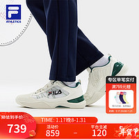 FILA 斐乐 男女鞋SPEED SERVE速力网球鞋耐磨运动鞋 雪白/绿砂金石-SW 42