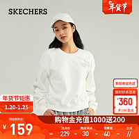 斯凯奇（Skechers）秋冬季女士通勤百搭时尚舒适卫衣L323W070 棉花糖白/0074 L