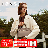 HONGU 红谷 包包女包2023时尚牛皮单肩手提包高级感大容量手提包新年 卡其色