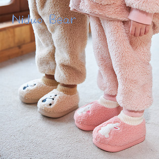 niduo bear 尼多熊 冬儿童棉鞋束口包跟宝宝棉拖鞋防滑保暖不掉跟家居鞋