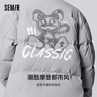 森马（Semir）羽绒服男休闲卡通印花日常上衣潮酷街头宽松外套 品灰20201 175/92A/L