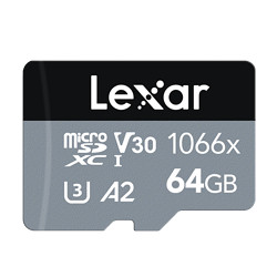 Lexar 雷克沙 1066X Micro-SD卡 64GB（UHS-I、V30、A2）