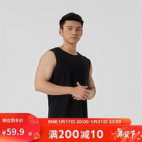 迪卡侬（DECATHLON）背心男春夏打底坎肩外穿短袖纯黑色L 4364836