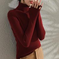 DEBRAND 高领女式长袖针织衫上衣秋冬修身显瘦简约百搭时尚打底毛衣女