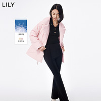 LILY2023冬女装都市气质通勤款鹅绒时尚腰带西装式羽绒服外套