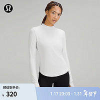 lululemon 丨Rulu™ Running 女士长袖半高领衫 *跑步 LW3FYQS 蒸汽白