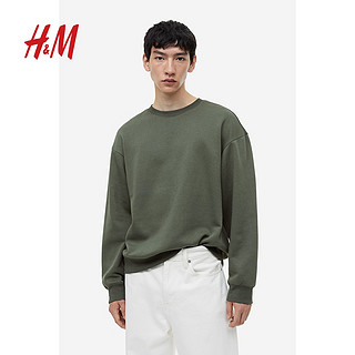 H&M HM 新款加绒简约套头圆领休闲长袖上衣0970818