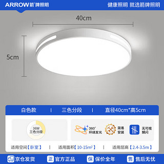 ARROW 箭牌卫浴 箭牌照明 卧室灯客厅灯具吸顶灯具套餐北欧餐厅灯北欧阳台JPXZ394 黎明白-36W圆三色40cm适12-18平