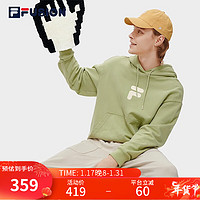 FILA FUSION斐乐潮牌卫衣款春季时尚宽松男女装针织连帽上衣 奶油果绿-GN 170/92A/M