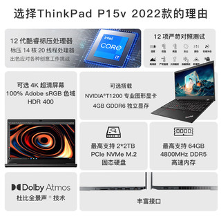  ThinkPad/思考本 高性能 笔记本电脑  无机械硬盘 1920*1080 i7-12700H 黑色 60Hz 64GB T600 2TB