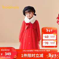巴拉巴拉儿童连衣裙女童国风裙子2024洋气网纱裙 中国红60611 120cm