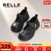 百丽童鞋儿童皮鞋2024春季女童黑皮鞋小女孩公主鞋单鞋宝宝乐福鞋 曜石黑 28码 脚长17.2-17.7cm