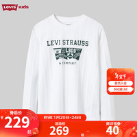 Levi's 李维斯童装男童长袖T恤2024春季凉感透气竖条纹儿童上衣 明亮白 110/52