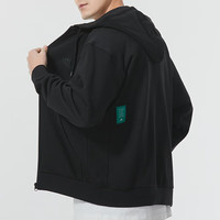 阿迪达斯 (adidas)外套男装2024春季运动服针织跑步训练连帽上衣夹克 IT3963黑色内里毛圈 L