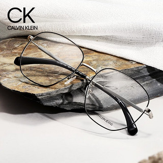 Calvin Klein眼镜框 几何多边形金属大方框眼镜架可配近视镜片 CKJ20113A 001-黑银色镜框