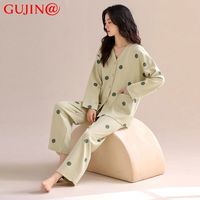 古今 GUJIN@睡衣女士春秋季秋款秋天甜美长袖夏款薄款家居服加大码套装