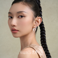 浅画OSMOSIS新中式银蝴蝶淡水珍珠耳钉925纯银饰品女轻奢小众