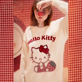 Gukoo/果壳半边绒睡衣女冬HelloKitty联名新年红色可爱女家居服D