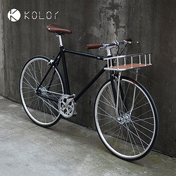 kolor 卡勒单车KC101复古网红通勤车带铝合金车篮城市自行车男女车 典雅黑标配 L号 单速