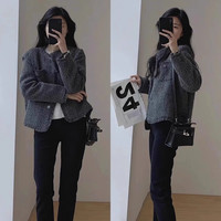 晗沫美衣 针织开衫春秋慵懒韩版宽松中长款显瘦外套女 HMZZ835 蓝色 均码