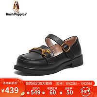 暇步士（Hush Puppies）皮鞋女儿童英伦风公主鞋P63998AC4 黑色 30码