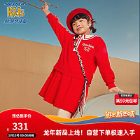 SKECHERS 斯凯奇 女童甜美Polo领针织连衣裙L124G006 赛车红/001W 160