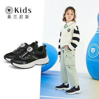 泰兰尼斯kids2024儿童运动鞋男女童防滑轻便跑步鞋春季休闲鞋 黑色 36码 (鞋内长23.0cm)