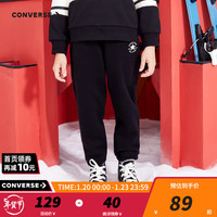 Converse匡威童装冬男童女童加绒长裤裤子儿童运动裤卫裤休闲裤 正黑色(女款) 155/61(L)