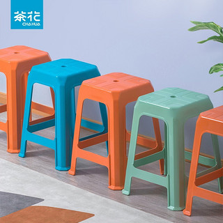 茶花（CHAHUA）塑料凳子加厚成人大号防滑高凳家用餐用板凳 绿色 4只