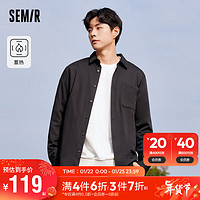 森马（Semir）长袖衬衫男日常时尚蓄热保暖上衣101723105103 黑色90001 XL