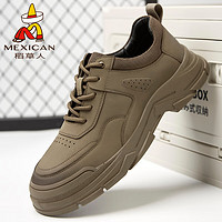 Mexican 稻草人 男鞋休闲鞋皮鞋子男士板鞋运动鞋 130D392 卡其色 42