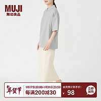 无印良品（MUJI）女式 凉感珠地网眼POLO衫 休闲百搭BBE91C3S 浅蓝色 S-M