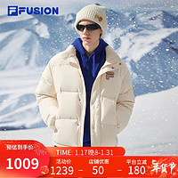 FILA FUSION斐乐潮牌款羽绒服冬季时尚宽松立领男女装上衣 24年款-麦乳色-BG 180/100A/XL